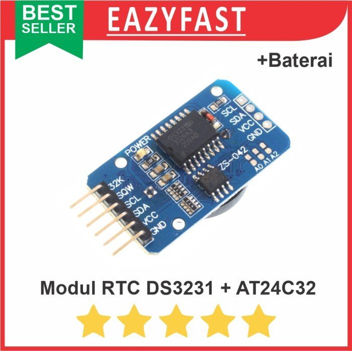 DS3231 I2C RTC Module + Baterai. Modul Jam Arduino Raspberry Pi Akurat ...