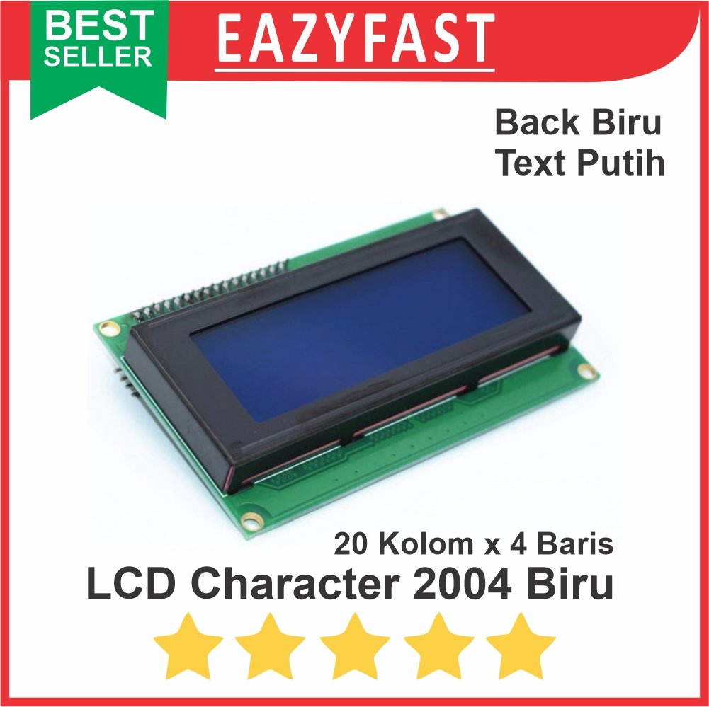 Modul LCD Display Character 2004 20×4 Blue Backlight LED Biru Putih ESP ...