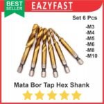 Mata Bor Tap Ulir Drat Baut Hex Shank Drill Bit Cordless Set 6 Pcs