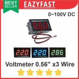 Voltmeter Digital DC 0.56" Inch 3 Kabel Wire Volt Meter Red Green Blue
