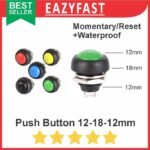 Push On Switch Button 12mm WaterProof Momentary Reset 12 mm 18mm