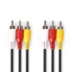 Kabel Jack 3x 3 RCA TV Audio Video Male Male Extender Extension 1.5m - Image 2