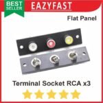 Socket RCA Female 3x Terminal Panel 3 Way Pin Kaki AV Audio Video