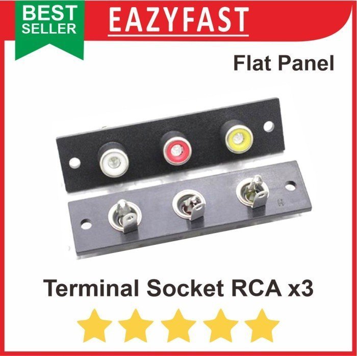 ginee_20241205112538101_0699668828-1.jpeg Socket RCA Female 3x Terminal Panel 3 Way Pin Kaki AV Audio Video - Image 1