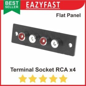 Socket RCA Female 4x Terminal Panel 4 Way Pin Kaki Dual Audio Stereo