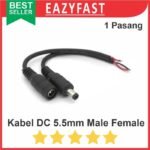 Kabel Power Socket DC Buntung Male Female 1 Pasang 5.5mm 2.1mm 20cm