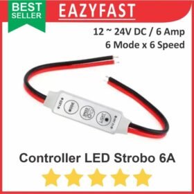 Controller LED Strip 6A DC 12V 24V PWM Dimmer Lampu Mode Strobo Kedip