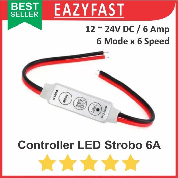 ginee_20241211155250189_8849474659.jpeg Controller LED Strip 6A DC 12V 24V PWM Dimmer Lampu Mode Strobo Kedip - Image 1