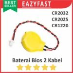 Baterai BIOS CMOS 2P 2 P Pin Kaki Kabel JST CR 2032 1220 Kancing Koin
