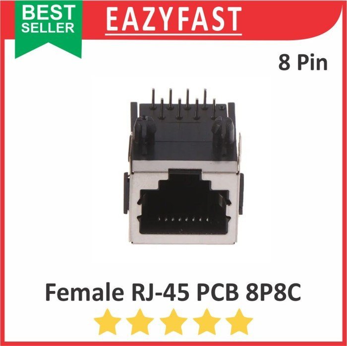 ginee_20241213092454959_0054354908.jpeg Socket Female RJ45 LAN Ethernet FTP Konektor Jack RJ 45 PCB Connector Metal Shield Gold Plated - Image 1