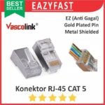 Konektor Jack RJ45 Cat5 LAN Ethernet FTP CAT 5 Anti Gagal EZ Vascolink Metal Shield Gold Plated  RJ 45 Male Connector