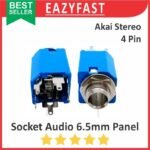Socket Audio Akai 6.5mm Female Case Body Panel Stereo 4 P Pin Kaki 4P Kotak Biru Audio Jack Jek Plug