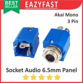 Socket Audio Akai 6.5mm Female Case Body Panel Mono 3 P Pin Kaki 3P Kotak Biru Audio Jack Jek Plug