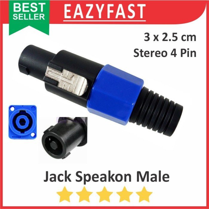 ginee_20241213110445072_6798199349.jpeg Jack Speakon Male Kabel Audio Speacon Spikon Spicon Socket Stereo 4 P Pin Kaki 4p Soket Jek Konektor - Image 1