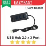 USB Hub 2.0 3 Port Combo Card Reader MicroSD SD SDHC TF Card 80cm