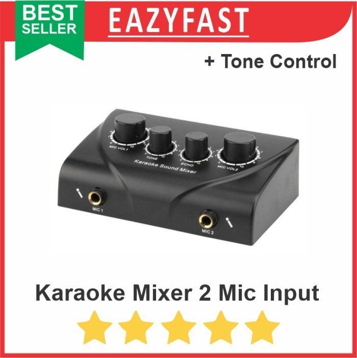 ginee_20241213114809155_0606312956.jpeg Karaoke Sound Mixer 2 Channel Mic Input + Tone Control Echo Audio - Image 1