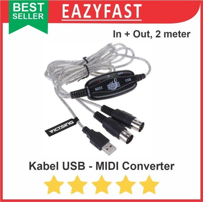 ginee_20241213121313978_5153325019.jpeg Kabel USB to MIDI Converter Adapter Keyboard Controller Soundcard - Image 1