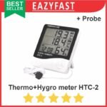 Digital Thermometer Humidity Suhu Ruangan Jam Dinding Wall Probe HTC-2