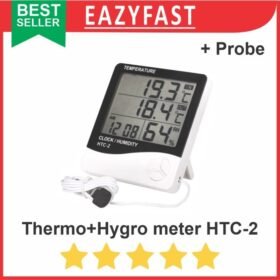 Digital Thermometer Humidity Suhu Ruangan Jam Dinding Wall Probe HTC-2