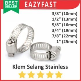 Klem Jepit Selang Stainless Clamp Hose 1 1/2 1/4 3/4 3/8 5/8 7/8 Inch
