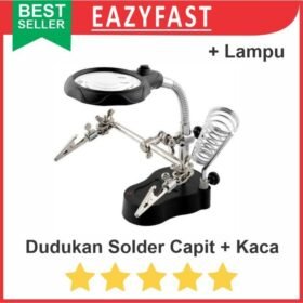 Dudukan Stand Holder Tempat Solder + Capit Pegangan + Kaca Pembesar