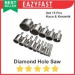 Mata Bor Diamond Hole Saw Drill Bit Kaca Keramik Set 15 Pcs