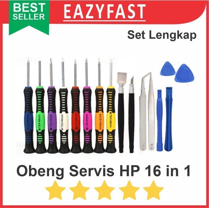 ginee_20241220122424365_0431166754.jpeg Obeng Set Lengkap Reparasi Servis LCD HP 16 in 1 Repair Screw Driver - Image 1