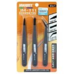 Pinset Set Anti Static Tweezer Black 3 in 1 Elektronik Nylon Carbon - Image 3