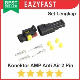 Konektor AMP 2p 2 Pin Kaki Waterproof Connector Anti Air Socket Kabel
