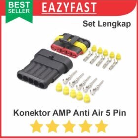 Konektor AMP 5p 5 Pin Kaki Waterproof Connector Anti Air Socket Kabel