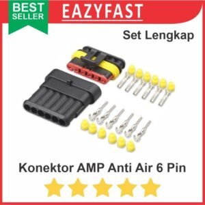 Konektor AMP 6p 6 Pin Kaki Waterproof Connector Anti Air Socket Kabel
