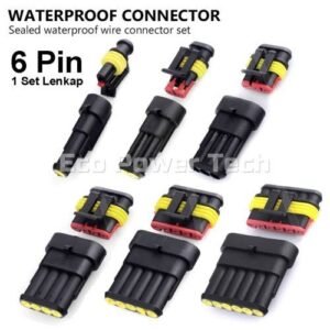 Konektor AMP 6p 6 Pin Kaki Waterproof Connector Anti Air Socket Kabel - Image 2