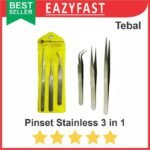 Pinset Set isi 3 Fungsi Tajam Bengkok Lurus Tebal