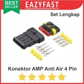 Konektor AMP 4p 4 Pin Kaki Waterproof Connector Anti Air Socket Kabel