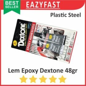 Lem Besi Epoxy Campur AB Dextone 48gr Plastic Steel High Temp Suhu Tinggi Dempul Kapal Hitam Putih Abu Aduk