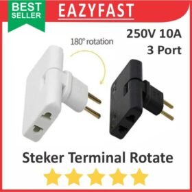 Steker Terminal T 3 Port Slim Tipis Gepeng Putar Rotate Rotasi 180 EU