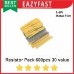 Resistor Pack Set 600Pcs 600 Pcs 30 Value Nilai Metal Film 1/4 Watt