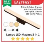 Lampu Tempel LED Black Magnet 3in1 USB Charge 5V 3W 3 Warna Color Putih White Warm Dinding Cermin Make Up Meja Baca Belajar Rak Lemari Touch Adjustable Brightness