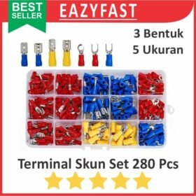 Skun Kabel Terminal Listrik O Y Set 280 Pcs Sekun Ring Bulat Garpu Baut Insulated Cover Vinyl Fork Cable Lug