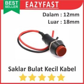 Saklar Bulat Kecil 2 Kabel Kaki 12mm 18mm Push Button Self Lock Switch