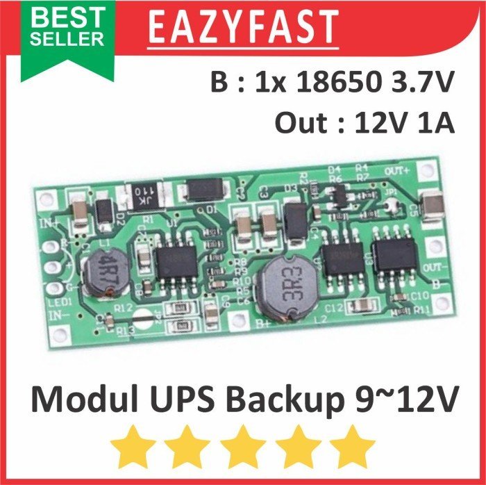 ginee_20241227164904411_5279758802.jpeg Modul Mini UPS DC 9V 12V 9 12 V Volt 1A 18650 Emergency Power Supply Backup Darurat Mati Lampu Listrik Back Up - Image 1