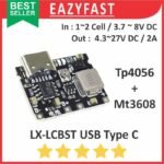 Modul LX LCBST TP4056 USB Type C MT3608 Mini UPS Charger Lithium 18650 2 Cell Step Up Boost 2A