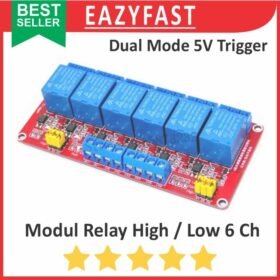 Modul Relay Active Aktif High Low Level Trigger 6Ch 6 Ch Chanel Channel 5 V Volt 5V Module Red Board Merah SPDT Arduino Compatible Opto Isolation