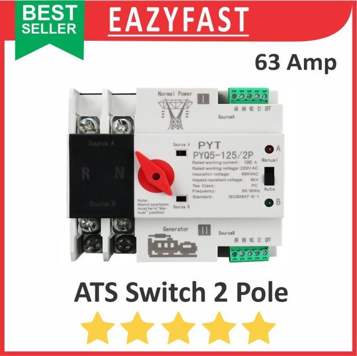 ginee_20250122143357059_9093070155.jpeg ATS Automatic Transfer Switch 2P 4P Saklar Auto Otomatis PLN Genset AC - Image 1