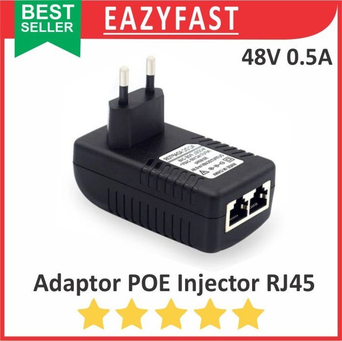 ginee_20250122153623816_2016310548.jpeg Adaptor POE Injector 48V 0.5A Power Over Ethernet RJ45 LAN CCTV RJ45 Network Jack NVR Split Inject - Image 1