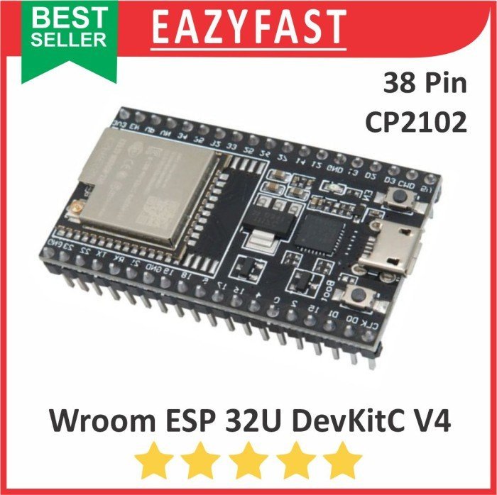 ginee_20250128154051873_5730380836.jpeg ESP32U Wroom DevKitC V4 38 P Pin 38P ESP32 ESP 32 U 32U CP2102 USB C Arduino IoT Wifi Bluetooth BLE - Image 1