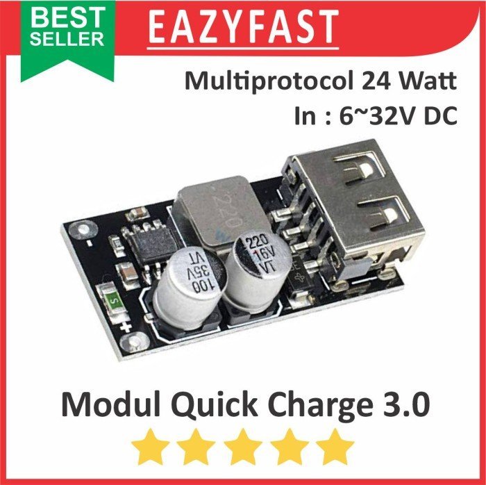 ginee_20250128154638851_8630051982.jpeg Modul USB Fast Quick Charge QC 3.0 MultiProtocol Multi Protocol 24W Charger Charging Lithium Ion TP4056 Module HW-298 - Image 1