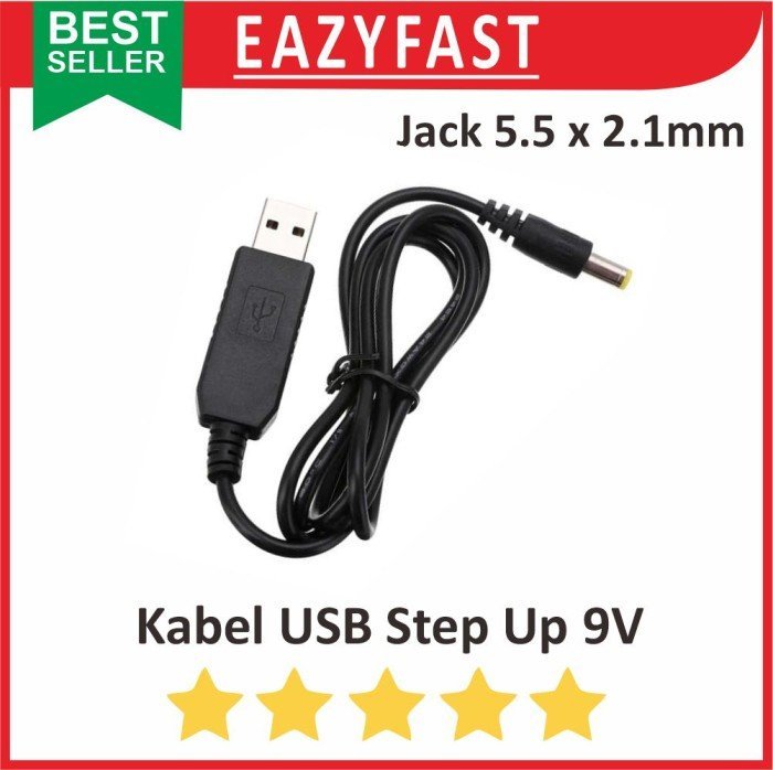 ginee_20250129160017772_7628215047.jpeg Kabel USB Step Up to 9V Jack DC 5.5mm Male Power Converter Adapter - Image 1
