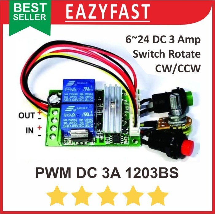 ginee_20250129164135679_5796879897.jpeg PWM DC 3A 1203BS Fwd Reverse CW CCW Motor Speed Controller Dimmer LED - Image 1