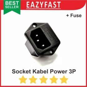 Socket Kabel Power AC 3 Pin Lubang Fuse Sekring Skring PSU PC Komputer